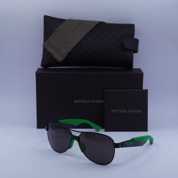 Bottega Veneta BV1231S 001 Sunglasses Black/Green Aviator Frame, Grey Lenses - Picture 11 of 11